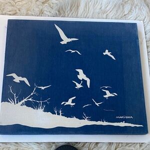 Marüshka Blue and White Seagull Wall Art